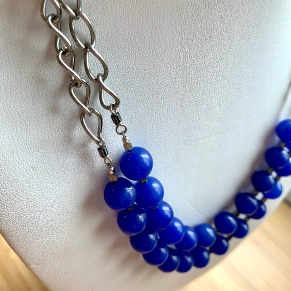 Blue jade & hematite necklace - Picture 4 of 5